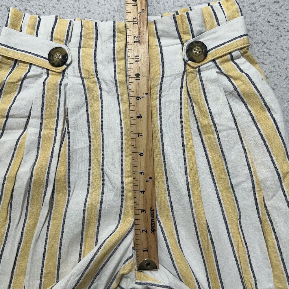 Top Shop Women's 8 Summer Striped Yellow White High Waisted Trouser Pants Linen - Picture 11 of 12